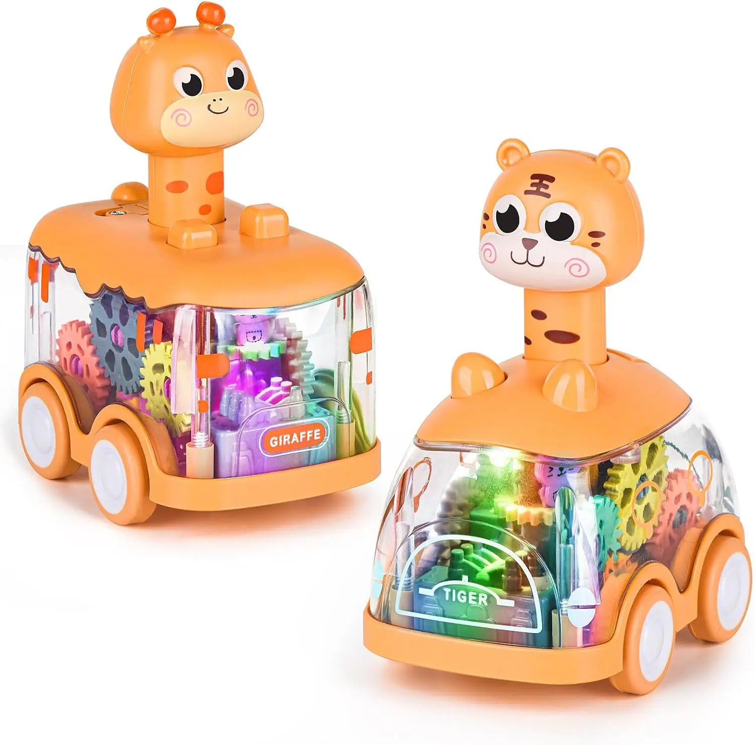 Baby Animal Car Toys Toddler Press and Go Cars Pull Back Car Light Up Toys Wind-up Cars for Kids 1 2 Year Old Boy Birthday Gifts