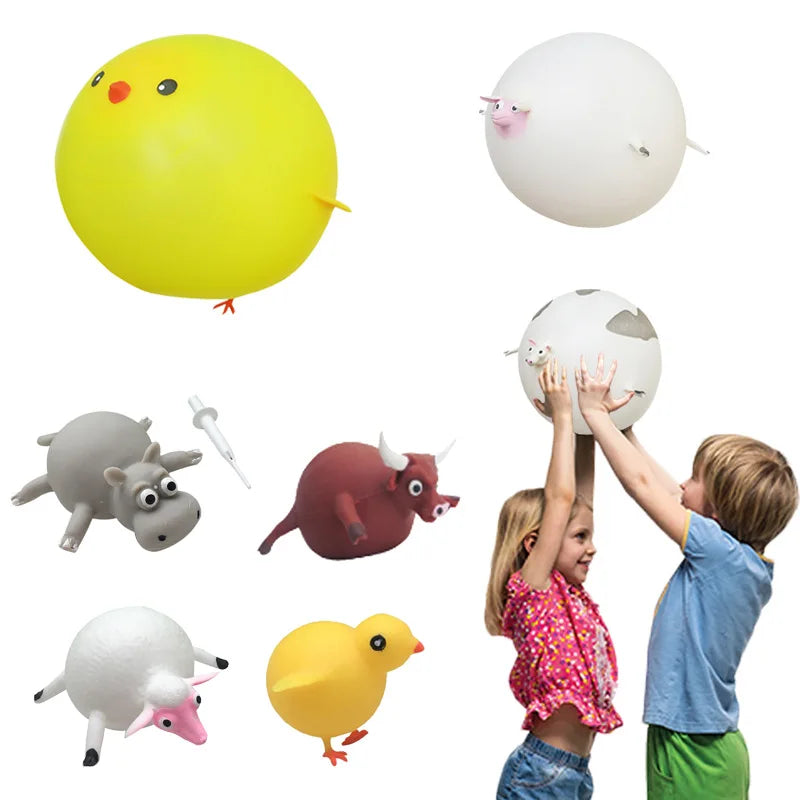 Kids Funny Blowing Animals Inflate Dinosaur Vent Balls Antistress Hand Balloon Fidget Party Sports Games Toys for Children Gift