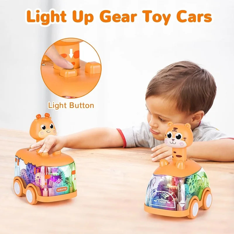 Baby Animal Car Toys Toddler Press and Go Cars Pull Back Car Light Up Toys Wind-up Cars for Kids 1 2 Year Old Boy Birthday Gifts